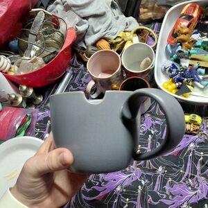 Crofton Stoneware soup mug in a gray matte finish.